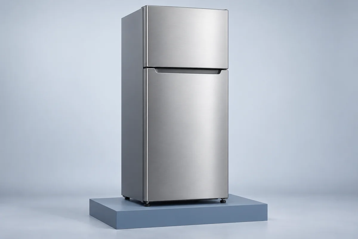 Illustrative silver refrigerator